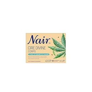 NAIR Cire Divine à l'huile de graines de Chanvre - Cire dépilatoire sans Bandes, Efficace sur Poils Courts, Cire Chaude pour l'Épilation des Jambes / Aisselles / Maillot, Pot de 400g