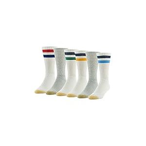 Gold Toe Chaussettes athlétiques en Coton 656s, multipaires, Rayure Blanc/Bleu Clair Assorti (6 Paires), L (Lot de 6) Homme