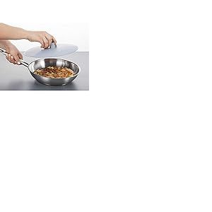 JOSKO Produkte Spatule/couvercle pour gâteau à poêle Omlett Tortillas Rösti universel à retourner Diamètre 27 cm Rose/lilas, jaune soleil