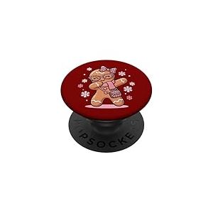 N&oelig;ud Coquette de No&euml;l en Pain d'&eacute;pice Motif l&eacute;opard Rose PopSockets PopGrip Adh&eacute;sif