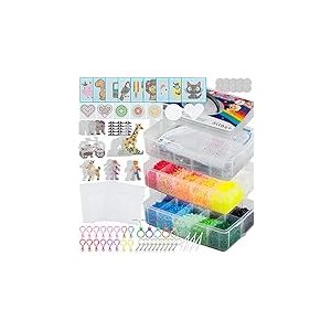 La Manuli Set de 24000 perles &agrave; repasser avec plaques, mod&egrave;les et accessoires, taille 5mm Midi (20 couleurs + luminescence dans le noir) XXL Set de bricolage pour gar&ccedil;ons et filles