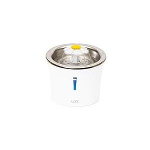 Cat it Catit Abreuvoir Fontaine Fleur Acier Inoxydable 3L LEDs 760 g, Blanc
