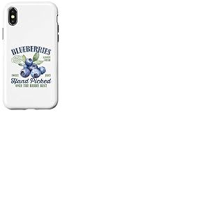 Graphisme rétro de myrtilles juteuses et délicieuses myrtilles sucrées Coque pour iPhone X/XS