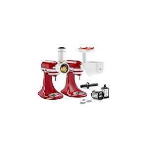 KitchenAid Accessoire Hachoir à Viande, Moulin à Légumes ou Fruits et Râpe Multifonction - 5KSM2FPPC - Hachoir et Rapeuse à Légume pour Robot Pâtissier