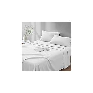 Comfort Spaces Parure de lit 4 pièces 100% Coton Respirant, léger, Doux avec Poche élastique de 35,6 cm pour Matelas jusqu'à 40,6 cm, literie Confortable pour Toutes Les Saisons, taie d'oreiller