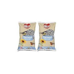 Aime - Nourriture pour Oiseaux - Graines pour Oiseaux du Ciel et de Jardin - Graines de Tournesol - Nourriture Respectueuse de l'environnement - Sac de 1 Kg (Lot de 2)