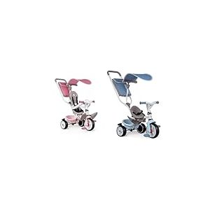 Smoby - Tricycle Baby Balade Plus Rose - Vélo Evolutif Enfant Dès 10 Mois - Roues Silencieuses & Tricycle Baby Balade Plus Bleu - Vélo Evolutif Enfant Dès 10 Mois - Roues Silencieuses