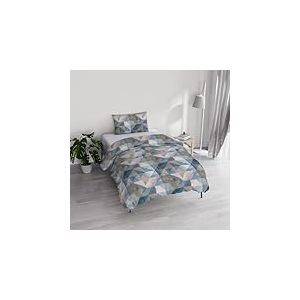 Housse de Couette River en Coton et Fibres recycl&eacute;es, lit Simple, mod&egrave;le : Sepik Blue, confectionn&eacute; en Italie