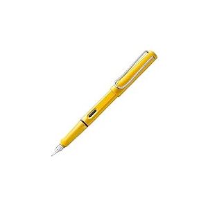 Lamy safari yellow - Stylo Plume avec grip ergonomique et plume acier polie pour gaucher (LH) en taille M - matière plastique robuste ASA - avec cartouche bleue T 10
