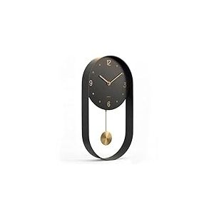 Driini Horloge Murale Moderne &agrave; Pendule &ndash; Cadre d&eacute;coratif et Unique en m&eacute;tal, Cadran de 20,3 cm &ndash; Contemporaine et Minimaliste, Fonctionnement Silencieux sur Piles &ndash; Comprend Un Pendule Noir et dor&eacute;