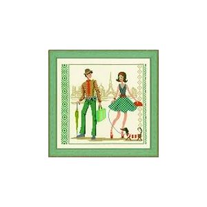 Vervaco Point De Croix Compt&eacute; Kit Tableau Complet Set VINTAGE &Agrave; PARIS De Broderie Loisir Cr&eacute;atif Maison Decoration Cadeau DIY ca. 28 x 27 cm Counted Cross Stitch Embroidery