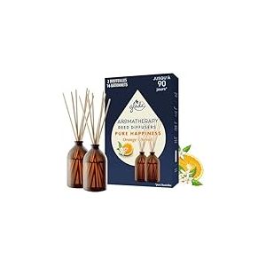 Glade Aromatherapy Diffuseur Bâtonnets - Infusé Aux Huiles Essentielles - Jusqu'à 90 Jours De Parfum - Pure Happiness, Orange & Neroli - 2 Diffuseurs & 16 Bâtonnets