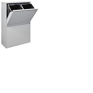 ARREGUI Basic CR602-B Poubelle de recyclage en acier, poubelle de tri sélectif, 4 seaux, 4 x 17 L (68 L), gris, 90,5 x 58,5 x 24,5 cm