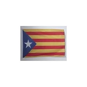 AZ FLAG - Drapeau Catalogne Estelada - 45x30 cm - Pavillon Nautique Catalan Indépendentiste - Cataluña Spécial Bateau Et Extérieur En Maille Bloquée Avec Anneaux Plastiques Intégrés - 30g