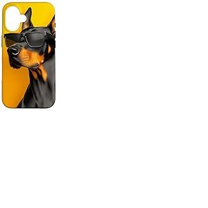Un Dessin d'un Chien Doberman Cool avec des Lunettes de Soleil Coque pour iPhone 16