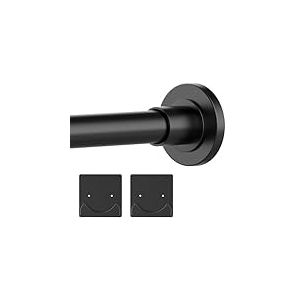 Thestoa Tringle &agrave; rideau de douche r&eacute;glable de 76,2 &agrave; 203,2 cm avec support, tringle de douche antirouille et tension &agrave; ressort sans per&ccedil;age, tringle &agrave; rideau de douche noire pour salle de bain