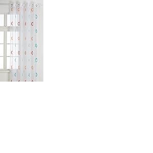 Homemaison 09378-8-AL Voilage Etamine L&eacute;g&egrave;re Jacquard Fils Coupes avec Oeillets Ronds Turquoise/Argent 150 x 240 cm