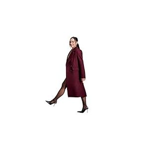 Amazon Essentials (S&eacute;lection de Demi) Manteau Long &agrave; Double Boutonnage en Laine M&eacute;lang&eacute;e, Coupe D&eacute;contract&eacute;e Femme, Bordeaux, S