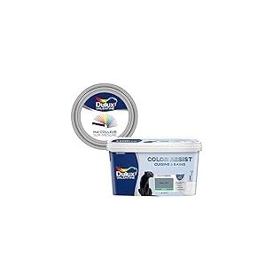 Ma Couleur Sur-Mesure par Dulux Valentine &ndash; Peinture Int&eacute;rieure Murs, Plafonds, Boiseries - Palette Bien &ecirc;tre, Cuisine & Bain Satin, Bleu Gris , 2 L