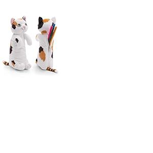 NICI Pochette Chat Chat Porte-Bonheur 12x12x25cm Blanc - Trousse à Crayons Moelleuse pour Filles et Femmes, Trousse d'école, de Bureau ou de Maquillage, Petite Trousse en Peluche Douce étui Scolaire