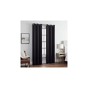 Eclipse Andover Rideaux occultants Thermiques à Triple Tissage avec œillets pour Chambre à Coucher (2 Panneaux), 106,7 x 160 cm, Noir