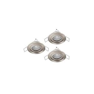 Eglo jeu de 3 spots encastrés Barranco, lampes à encastrer pour salle de bains, luminaires encastrables ronds, éclairage de plafond en plastique argenté, blanc chaud, ampoules GU10 incluses, IP44