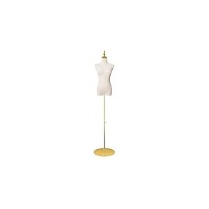 DamyTroso Torse de Mannequin féminin, Forme de Robe pour Couture, modèle Femme réglable en Hauteur, Support en métal doré pour vêtements et Bijoux