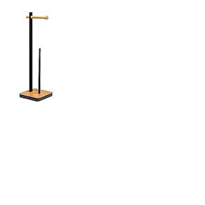 Croydex Porte-Papier Toilette autoportant Noir Mat et Bambou