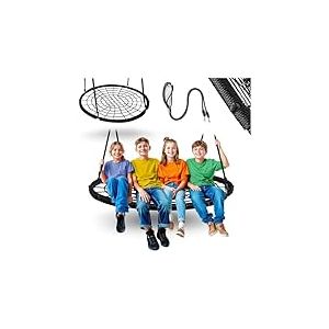 Neo-Sport Balançoire nid d'extérieur, 120 cm, avec Armature, Charge maximale : 150 kg, imperméable, Ronde, Noire