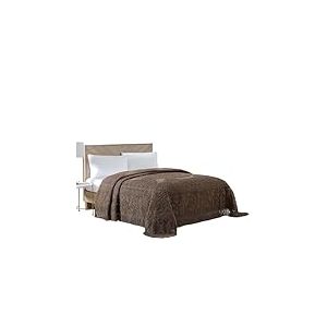 Beatrice Home Fashions Medallion Couvre-lit en Tissu Chenille, pour lit Queen Size, Chocolat