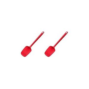MASTRAD - Spatule - Cuill&egrave;re - Pr&eacute;paration Cuisson M&eacute;langer - Unibloc - En Silicone - Ne Raye Pas Les Casseroles - Rouge (Lot de 2)