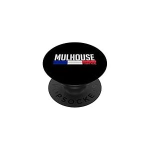 Mulhouse France Drapeau Fiert&eacute; de la Ville fran&ccedil;aise PopSockets PopGrip Adh&eacute;sif