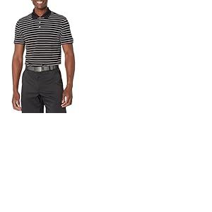 Amazon Essentials Polo de Golf, Manches Courtes, Coupe Ajustée, Séchage Rapide Homme, Anthracite Rayure Polo, XL