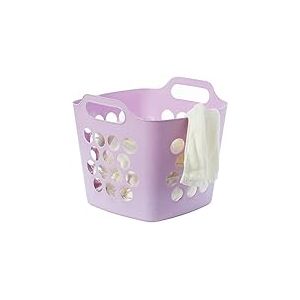 Basicwise Panier à linge carré en plastique souple avec poignées latérales, violet