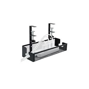 Cozary Cable Management Support Réglable en Acier Carbone, Chemin de Cable Crochets Amovibles pour Bureau sous Table, Organisateur de Câbles Haute Capacité Maison/Gaming