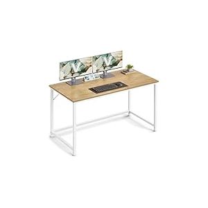 VASAGLE Bureau d'Ordinateur, Table, 60 x 120 x 76 cm, pour Bureau, Chambre, Salon, Cadre en M&eacute;tal, Couleur Ch&ecirc;ne Naturel et Blanc Perle LWD039W70