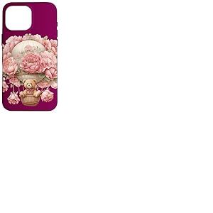 Montgolfière flottante pour bébé ours rose pivoine fleur Coque pour iPhone 16 Pro Max