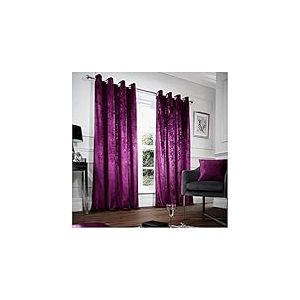 Gaveno 264644 Rideaux à œillets en Velours écrasé Aubergine, 100% Polyester avec embrasses Assorties, Deux Panneaux Glamour de 228,6 x 228,6 cm