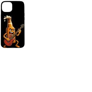 Bouteille de bière amusante avec costume de guitare électrique pour les fans de rock Coque pour iPhone 15 Plus
