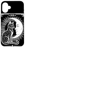 Chat Tarot Mystique XVII The Moon Croissant Lune Tarot Coque pour iPhone 16 Plus