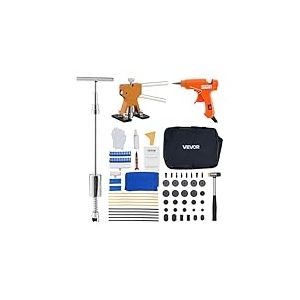 VEVOR Kit de D&eacute;bosselage de Carrosserie sans Peinture 61PCs, avec D&eacute;bosseleur Dor&eacute;, Marteau &agrave; Inertie, Barre en T, Pistolet &agrave; Coll, Outil de R&eacute;paration de Bosses de Porti&egrave;res pour Garage Atelier
