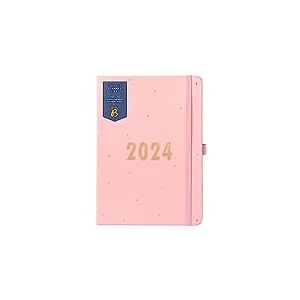Busy B - Agenda Perfect Planner - Janvier &agrave; D&eacute;cembre 2024 - Similicuir Rose - Planificateur semainier A5 avec autocollants et listes &agrave; d&eacute;tacher