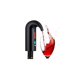 NK Décanteur de vin électrique, aérateur de vin automatique et portable, rechargeable par USB, avec tube en silicone et sac en tissu, filtre et bouton ON/OFF, batterie 1500 mAh - Noir