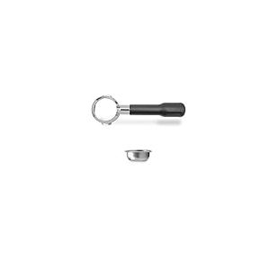Lelit Bottomless Porte-Filtre Lelit57 - Inclut des Filtres en Acier Inoxydable - Poignée Classique - PLA570S - Argent/Noir