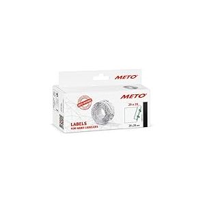 Étiquettes Meto pour étiqueteuse manuelle (29x28 mm, 2 lignes, papier blanc, 3 500 étiquettes, décollables et repositionnables, pour appareils Meto, Contact, Sato, Avery, etc.)