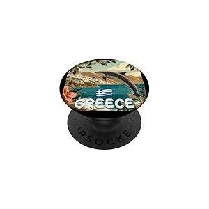 Superbe Costume de Dauphin Grec avec Vue sur la Gr&egrave;ce PopSockets PopGrip Adh&eacute;sif