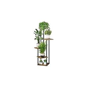 AZERPIAN Support pour plantes d'intérieur à 5 niveaux en métal pour plusieurs plantes, support de fleurs d'angle pour terrasse, jardin, salon, balcon, chambre à coucher, noir