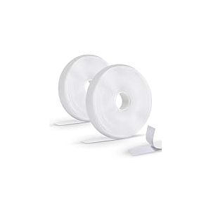 Oderra Bande Adh&eacute;sive Double Face Extra Forte - 8m x 2cm Scratch Autocollant pour Fixation Sans Percer Tableau, Cadre Photo, Fen&ecirc;tre, Moustiquaire - Rouleau Autocollant R&eacute;utilisable, 2 Pi&egrave;ces Blanc