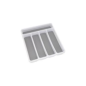 Addis Organiseur de tiroir de cuisine 5 compartiments doux au toucher, blanc et gris, 5 sections