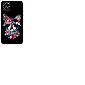 Th&egrave;me de Vacances en Patchwork color&eacute; avec Visage de Raton Laveur Coque pour iPhone 11 Pro Max